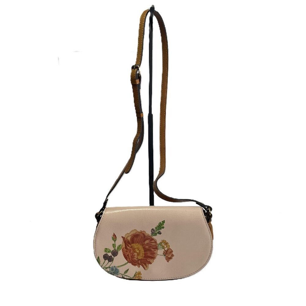 Patricia Nash Cream Poppy Floral Lydie Crossbody Purse Leather